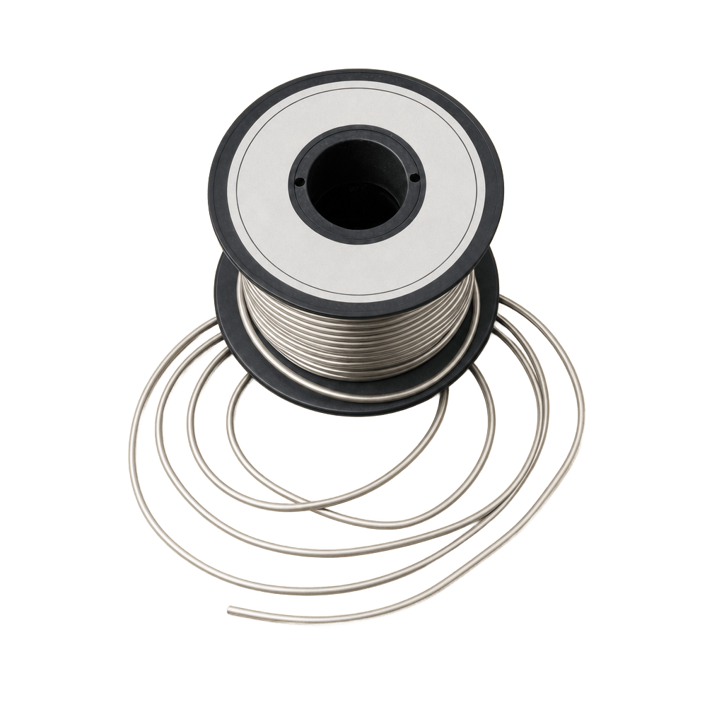 A spool of solder with a loose coil.